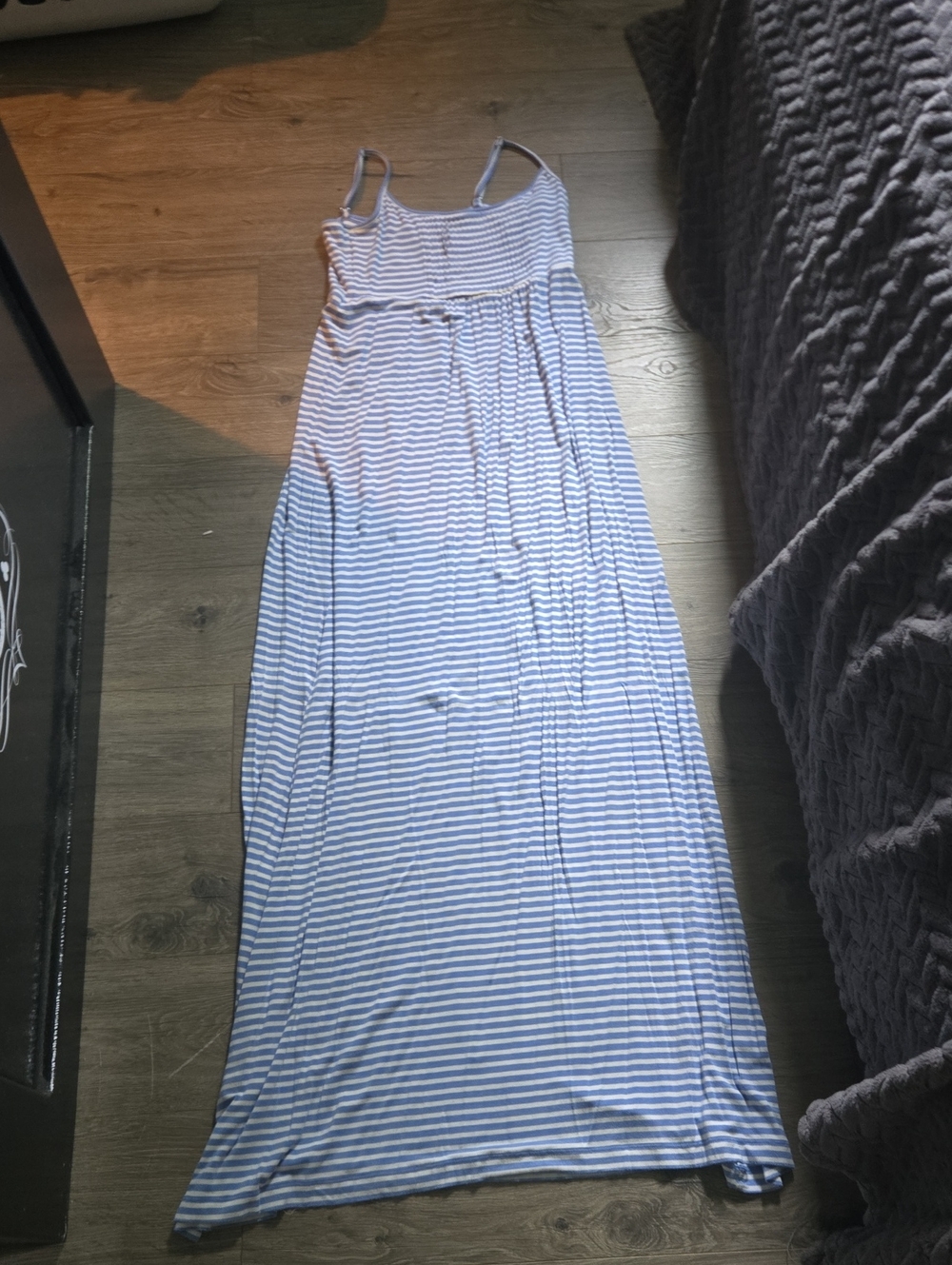 Calvin Klein Blue and White Striped Maxi Dress